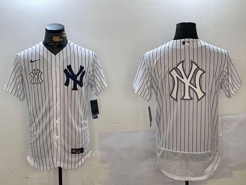 Men New York Yankees Blank White stripe Elite 2024 Nike MLB Jersey style 101617